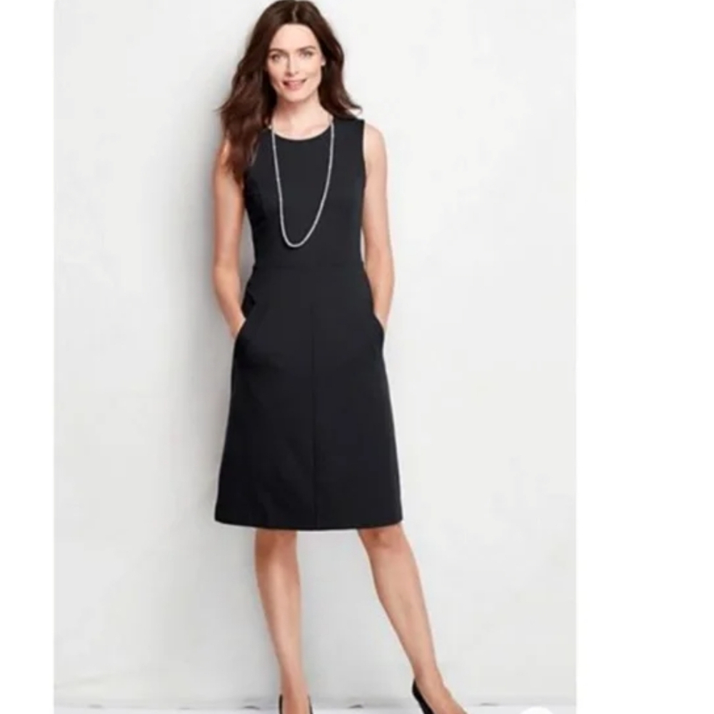 Lands' End Black Ponte Knit Sleeveless Sheath Dress Size 4